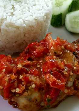 Ayam penyet sambel mentah