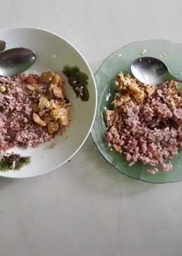 Tumis telor,tempe,ayam + nasi beras merah