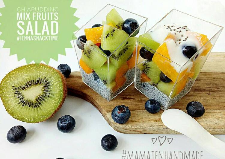 bahan dan cara membuat Chiapudding Mix Fruits Salad (mpasi jennahara 11 M+)