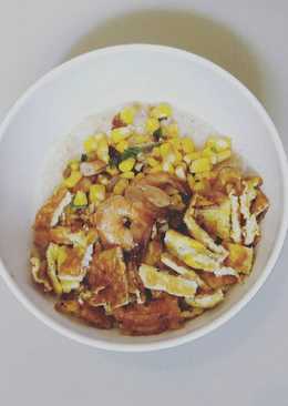 Oatmeal Udang Jagung + Telur Dadar (Diet)