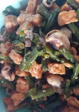 Oseng cumi tempe kacang panjang