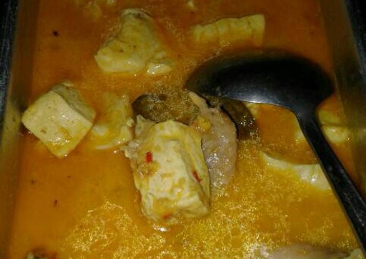 bahan dan cara membuat Tahu sayap kuah santan????