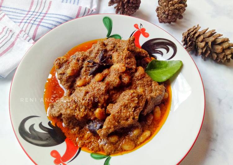 resep masakan 1. Rendang Daging dan Kacang (presto) #SeninSemangat