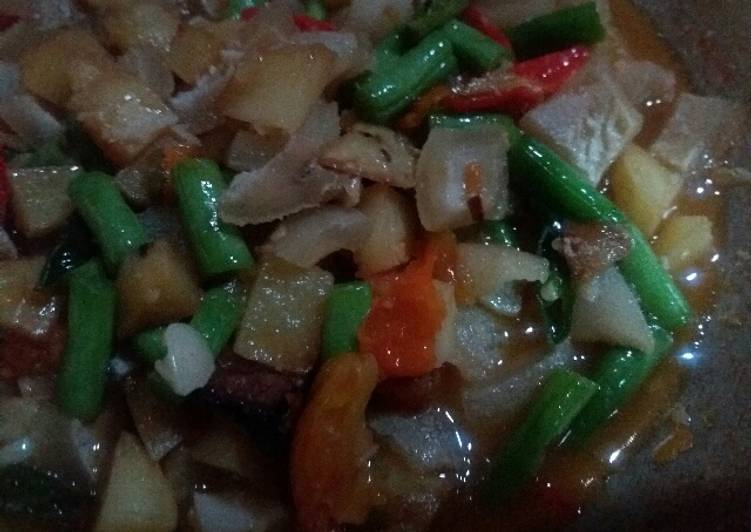 resep makanan Tumis Kikil, Kentang, dan Buncis