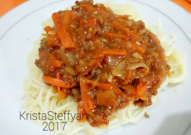 cara membuat Spagetti Bolognese with Carrot