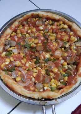 Pizza teflon Simpel topping jagung sosis (PR_AnekaChiffon)