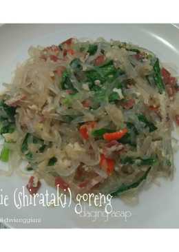 Mie (shirataki) goreng - daging asap