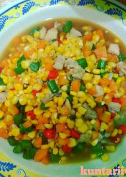 Tumis ayam Pelangi (wortel, jagung, buncis)