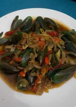 Kerang hijau saus tiram pedas