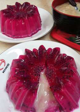 Puding Buah Naga Vla Kelapa Muda