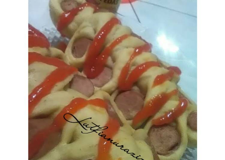 resep masakan Roti sosis caterpillar *bunga* magic com