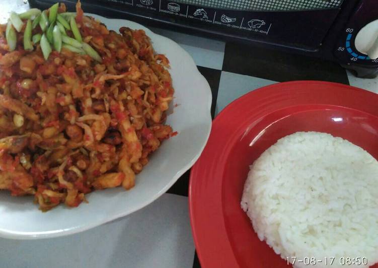 resep masakan Balado tempe, teri medan dan kacang#merahputih