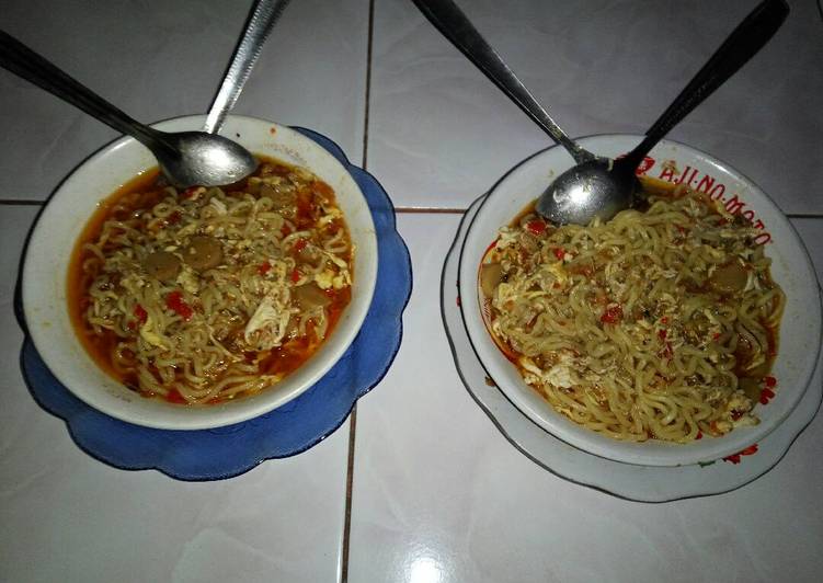 resep makanan Seblak Mie Pedess sosis baso