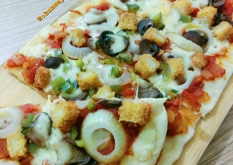 bahan dan cara membuat Happycall Pan Pizza (no timbang no oven)