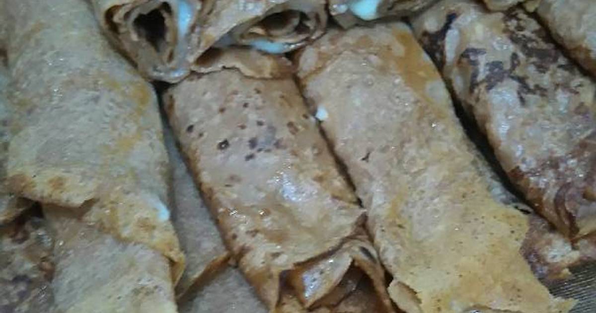Resep Dadar Gulung Milo isi Vla