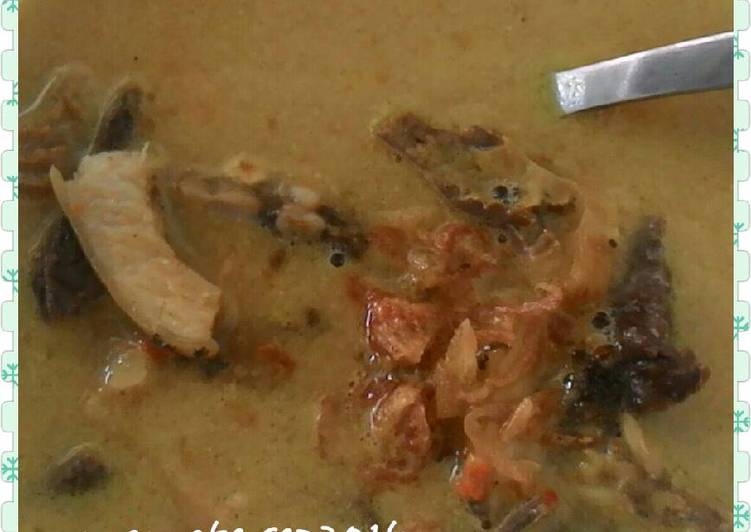 bahan dan cara membuat Soto santan jeroan sapi