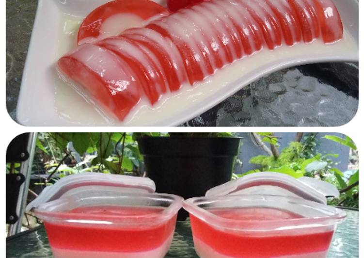 resep makanan #merah putih - puding delima milky ala bunca jkb??