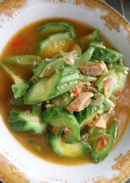 Gambas tumis ikan asin