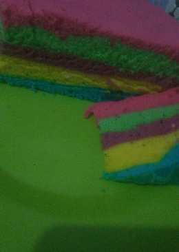 Rainbow cake kukus sederhana