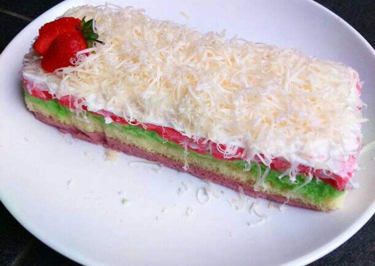 resep Rainbow cake bolu kukus