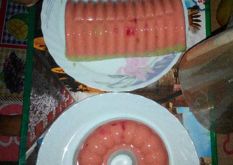 Resep Puding Roti Agar-agar Merah Lapis Agar-agar Hijau