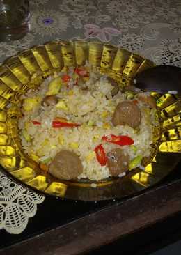 Nasi goreng petai baso sosis simpel