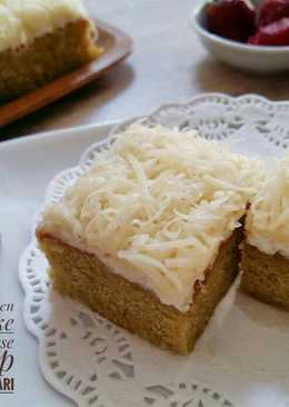 Vanilla Green Tea Cake with Cheese on Top, yummy & moist ð'ð'