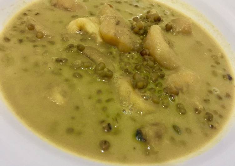 Resep Bubur kacang hijau campur pisang tanpa santan - #kitakoki