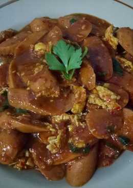 Tumis sosis telur pedas manis