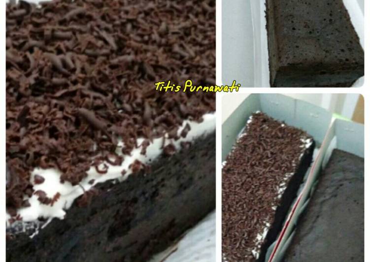 bahan dan cara membuat Brownies kukus amanda- topping coklat (update)