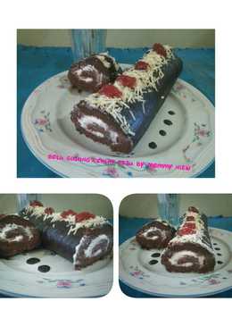 Bolu gulung coklat siram ganache