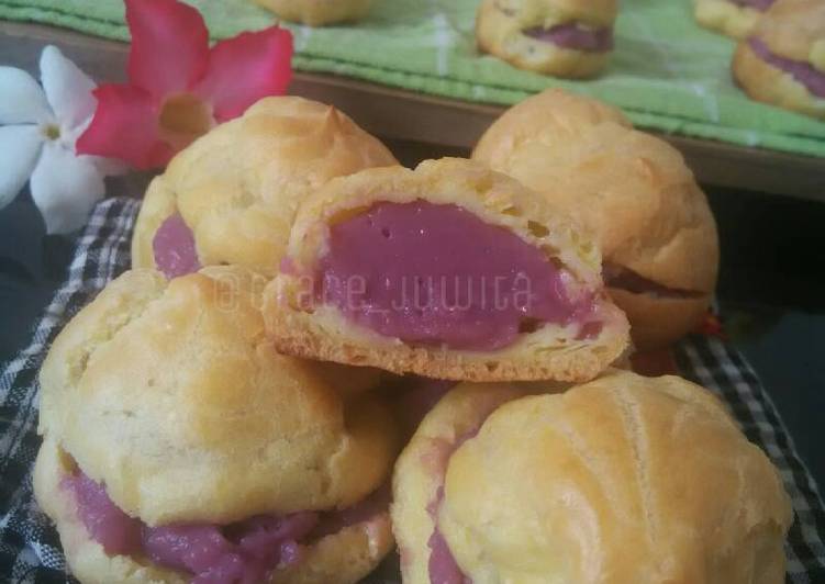 gambar untuk cara membuat Kue soes, vla ubi ungu