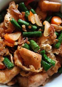 Tahu pong tumis kacang panjang