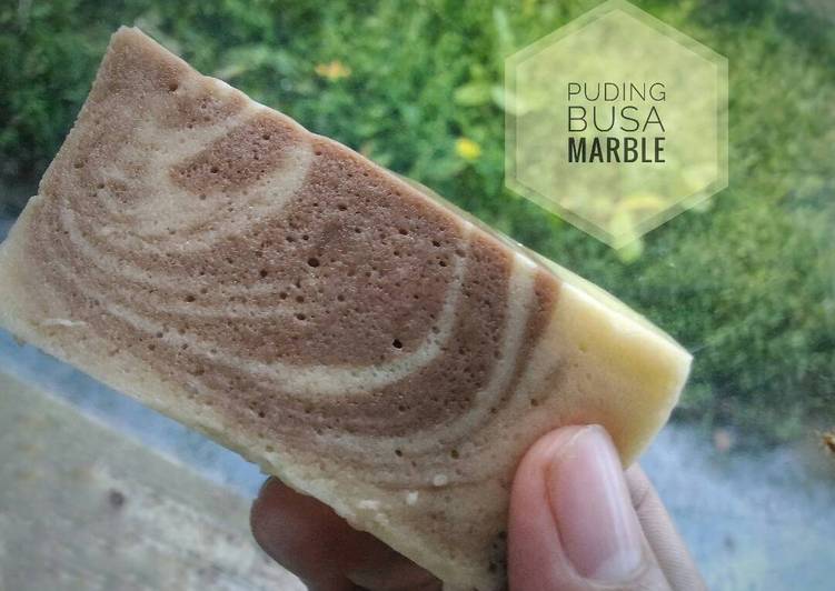 bahan dan cara membuat Puding Busa Marble