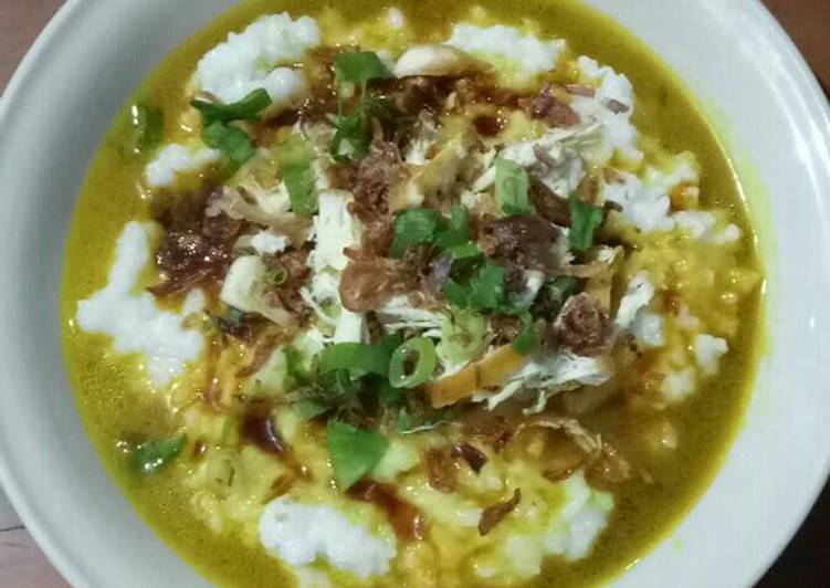  Resep  Bubur  ayam kuah kuning  tanpa santan oleh Rina 