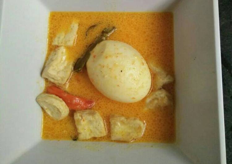 cara membuat Tahu telur kuah santan