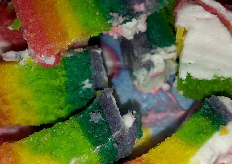 resep makanan Birthday cake (base Cake: rainbow cake)