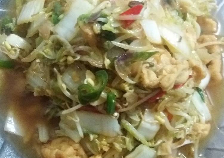 resep lengkap untuk Tumis SAPUHU (sawi putih tahu) Lombok ijo besar