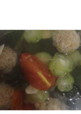 Sayur Oyong sawi hijau bakso rambutan