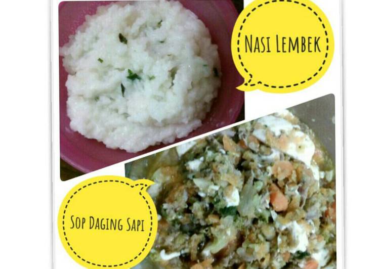 resep makanan Sop Daging Sapi with Nasi Lembek (Mpasi 8m+)