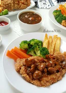 Steak Ayam Crispy Saus Jamur