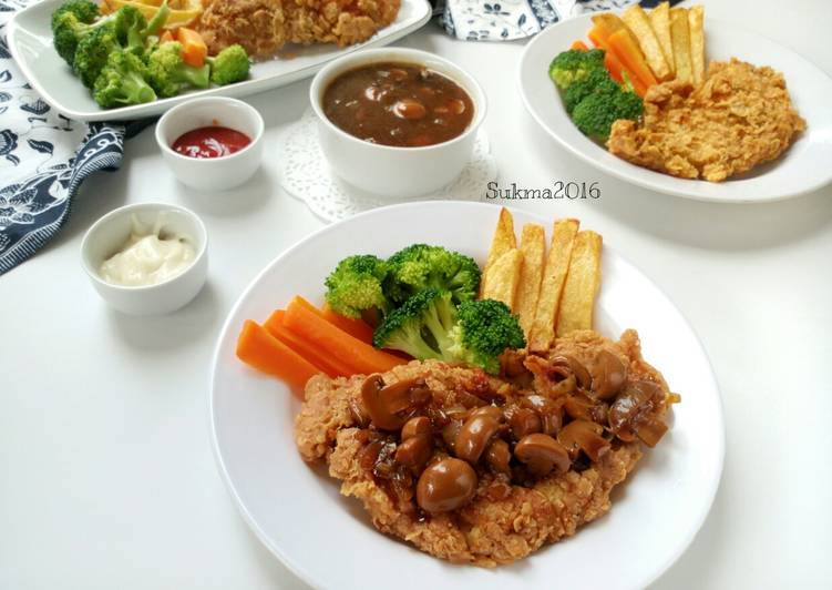 gambar untuk resep makanan Steak Ayam Crispy Saus Jamur