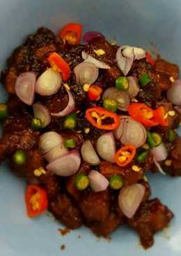 Daging sapi gongso / sate goreng