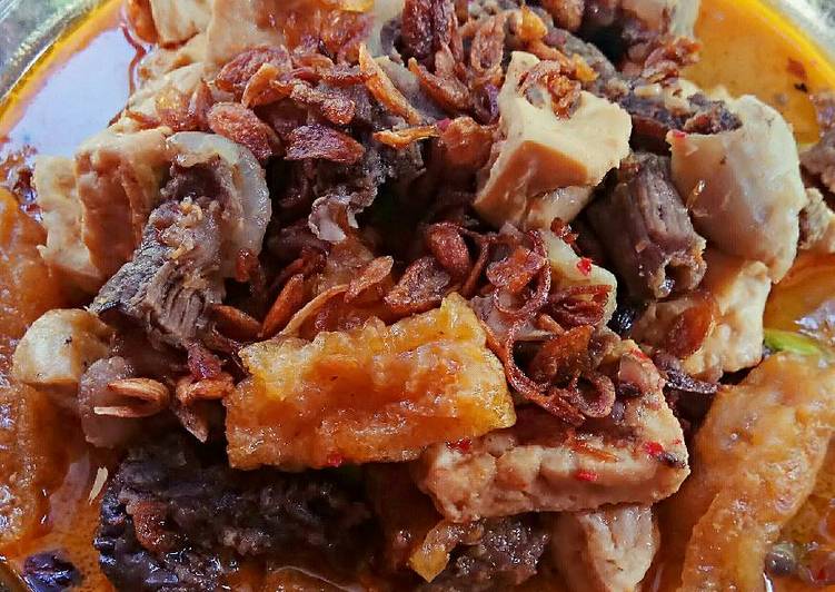 resep lengkap untuk Sambal krecek tahu campur daging