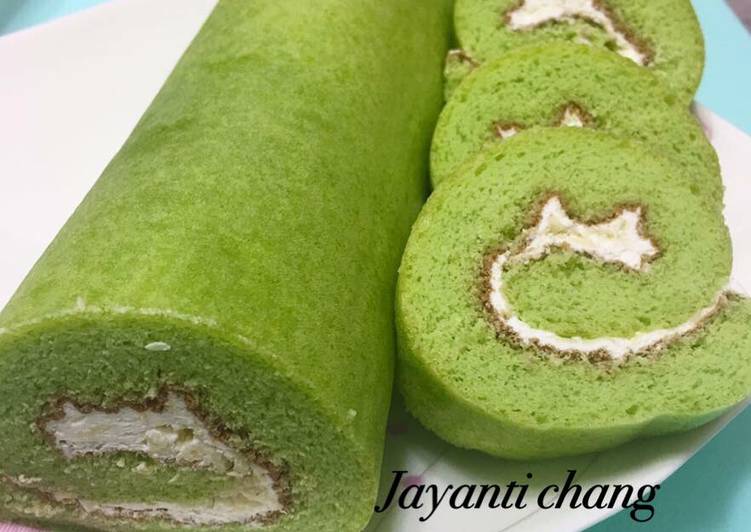 bahan dan cara membuat Bolu gulung pandan