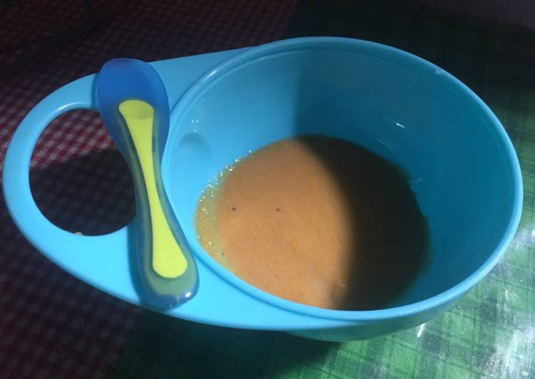 resep Mpasi day 1 pure butternut pumkin+apel+evo