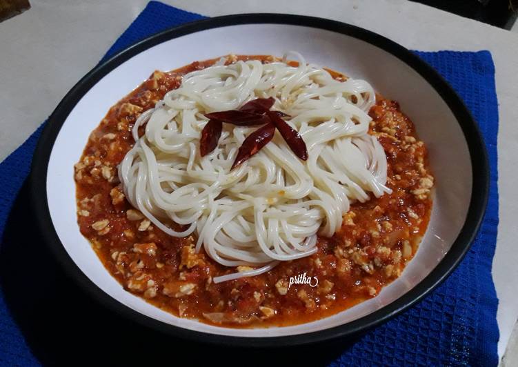 gambar untuk resep makanan Spaghetti & chicken arrabiata sauce