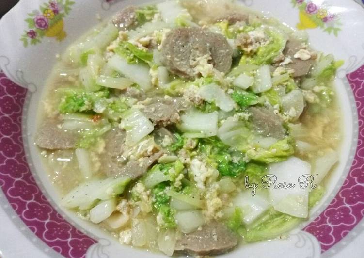 resep Ca Sawi Putih Telur Bakso