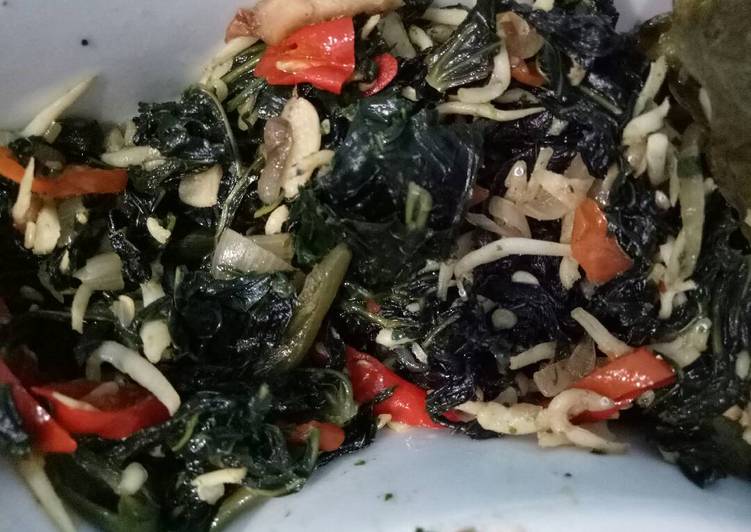 gambar untuk resep Tumis daun pepaya jepang campur teri medan