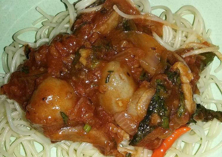 gambar untuk resep makanan Sphageti baso kornet bolognaise